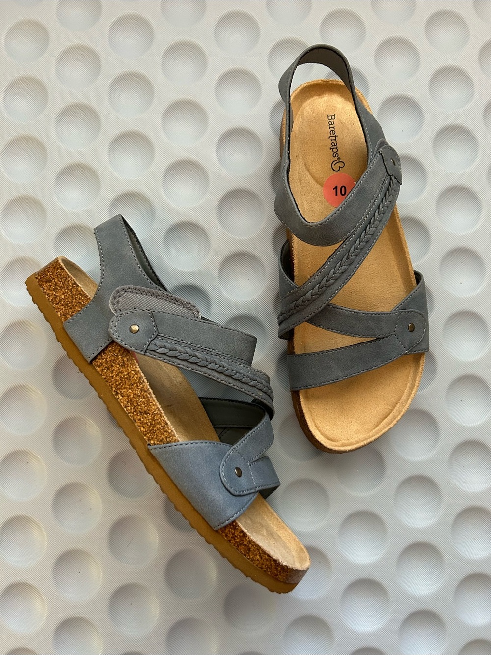 BareTraps Gray Multi-Strap  Wedge Sandals Size 10